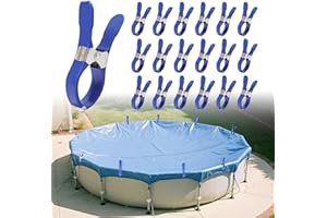 Tryly 18 PCS Swimming Pool Cover Clips, for Above Ground Pool Covers, Stainless Steel with Plastic Jacket, Windproof Secure Lock, Non-Slip Non-Scratch (4.7 Inch)