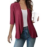 Sidefeel Lightweight Summer Cardigan for Women Spring Netted Knit Ruffle Half Sleeve Kimono Cover Ups