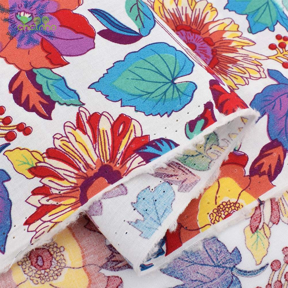 QiMicody Fat Quarters Fabric Bundles, 7Pcs 100% Cotton 19.69” x 15.75” (50cmx40cm) Precut Quilting Fabric Squares Sheets for DIY Patchwork Sewing Quilting Crafting, No Repeat Design (Flower Pattern)