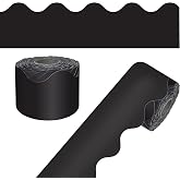 Carson Dellosa Black Bulletin Board Border Roll for Classroom Decor, 65Ft | 1 Roll of Scalloped Trim for Rolling Whiteboard, Cork and Posterboard, Party, Office Decorations, and Classroom Decor