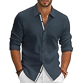 PJ PAUL JONES Mens Dress Shirts Wrinkle Free Stretch Button Down Shirt Casual Long Sleeve Business Shirts