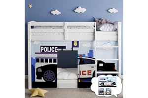 YRDKB Police Car Bed Curtains -33H Premium and Customizable Cartoon Loft Bed Curtains for Children to Enhance The Imaginative Creation Bedroom Curtains(3PCS,Full)