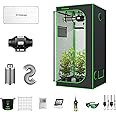 VIVOSUN GIY 3x3 Grow Tent Complete System, 3x3 ft. Grow Tent Kit Complete with 4-inch Inline Fan Package, VS2000 LED Grow Light, Temperature Humidity Monitor, Netting, Grow Bags, Pruning Shear & Timer
