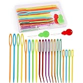 Bupete 25 Pcs Yarn Needles Metal Tapestry Needle Crochet Needles for Yarn | Large Eye Sewing Needles, Curved Darning Needles, Plastic Needles, Knitting Needles for Sewing, Knitting, Crochet
