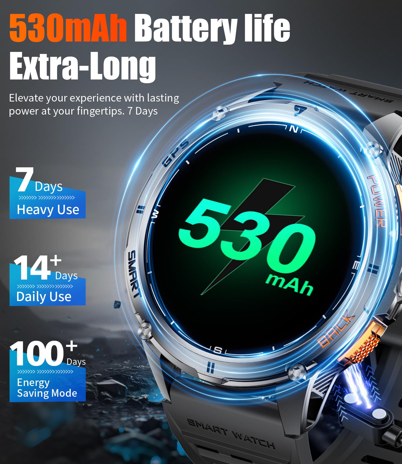 LIGE GPS Military Smart Watch for Men with Make/Answer Call, 1.43