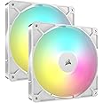 CORSAIR RS140 ARGB 140mm PWM Fans – Daisy-Chain Connection – Low-Noise – Magnetic Dome Bearing – Dual Pack – White