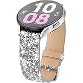 JOHIPI Bling Bands Compatible with Samsung Galaxy Watch 7 6 5 4 Band 40mm 44mm/Watch 6 4 Classic 43mm 47mm 46mm 42mm/Watch 5 Pro 45mm/Active 2 Band, 20mm Bling Glitter Leather Bands Women