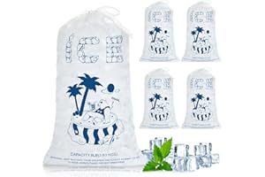 ENNIYU Ice Bags 8 Lb. with Drawstring, 50 Pack Ice Bags for Ice Machine, Heavy-Duty Reusable Ice Cube Bags, 19 x 11 inch Portable Storage and Freezer Keeper