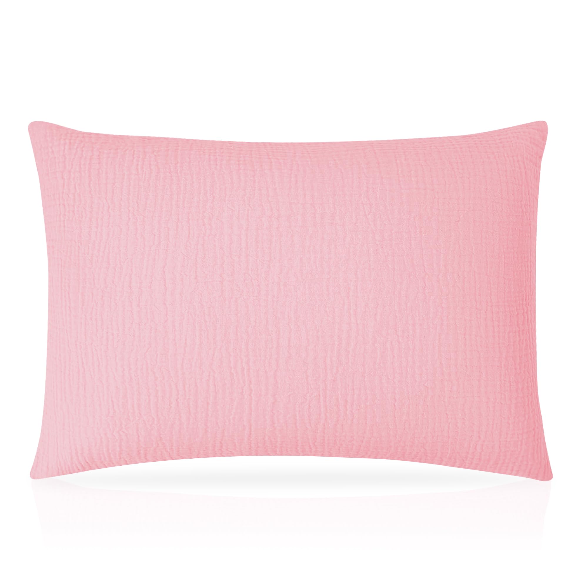 Photo 1 of Pro Goleem Toddler Pillow with Muslin Cotton Pillowcase, 13x18 Soft Toddler Pillows for Sleeping Kids Pillow Child Pillow Machine Washable Perfect Bed, Toddler Cot and Travel, Pink
