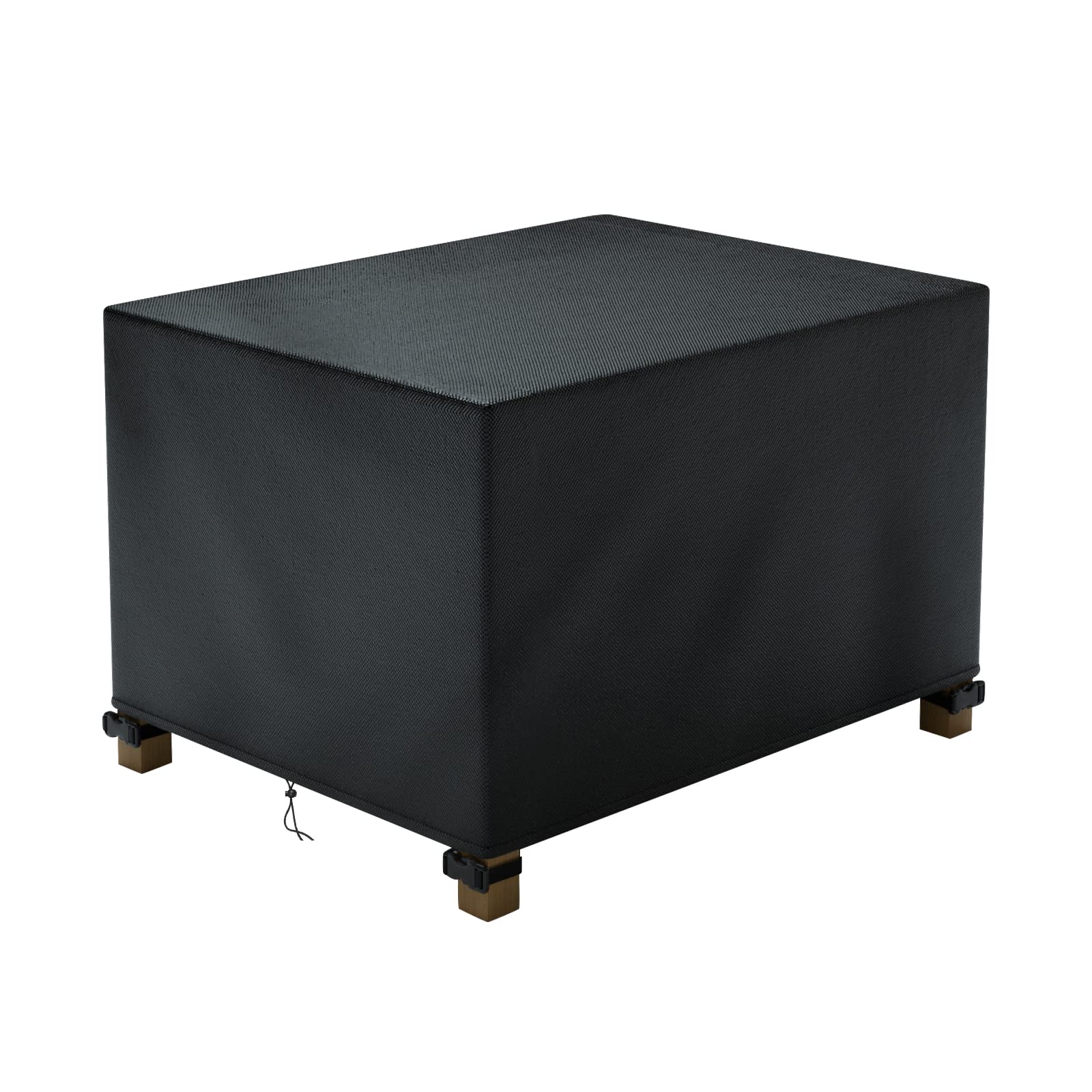 Square Patio Ottoman Cover Waterproof,Outdoor Seater Sofa Ottoman Covers for Garden Furnitures, Anti-UV Garden Footstool Protector,Heavy Duty Rip Proof 600D Covers for tables chairs Black(72x56x43cm)