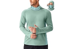 PINSPARK Men's Sun Protection Hoodie with Mask UPF 50+ UV Long Sleeve Shirt Men Rash Guard Performance Fishing Hiking Shirt