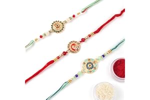 KSJONE Set of 3 Assorted Design fancy Rakhi Thread. Raksha bandhan Present for Your Brother Rakhi for Brother, Rakhi Bracelet, Raksha Bandhan Rakhi, Raksha Bandhan Festival (Thread Multi Colour)