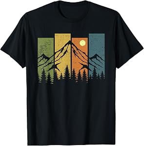 Retro Wildlife Forest Nature Trees T-Shirt Outdoor Mountains Hiking Tee