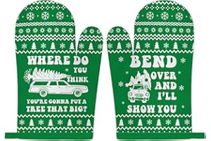 SAUKORE National Lampoon's Christmas Vacation Kitchen Decor, 2Pcs Funny Christmas Oven Mitts Pot Holders, Griswold Family Christmas Vacation Merchandise, Cookie Bag Kitchen Cooking Baking BBQ Gloves Gift