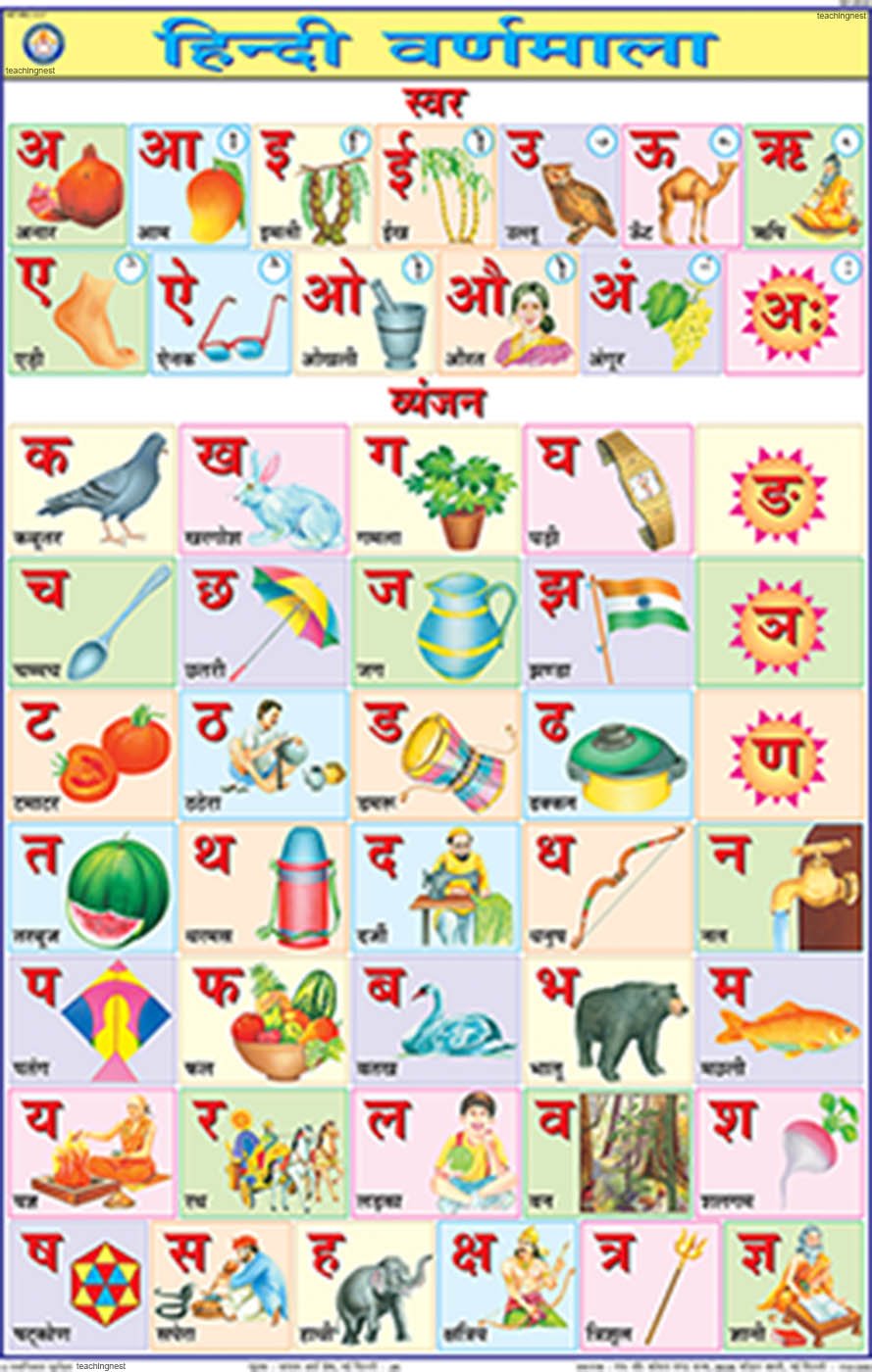 hindi alphabets with pictures printable