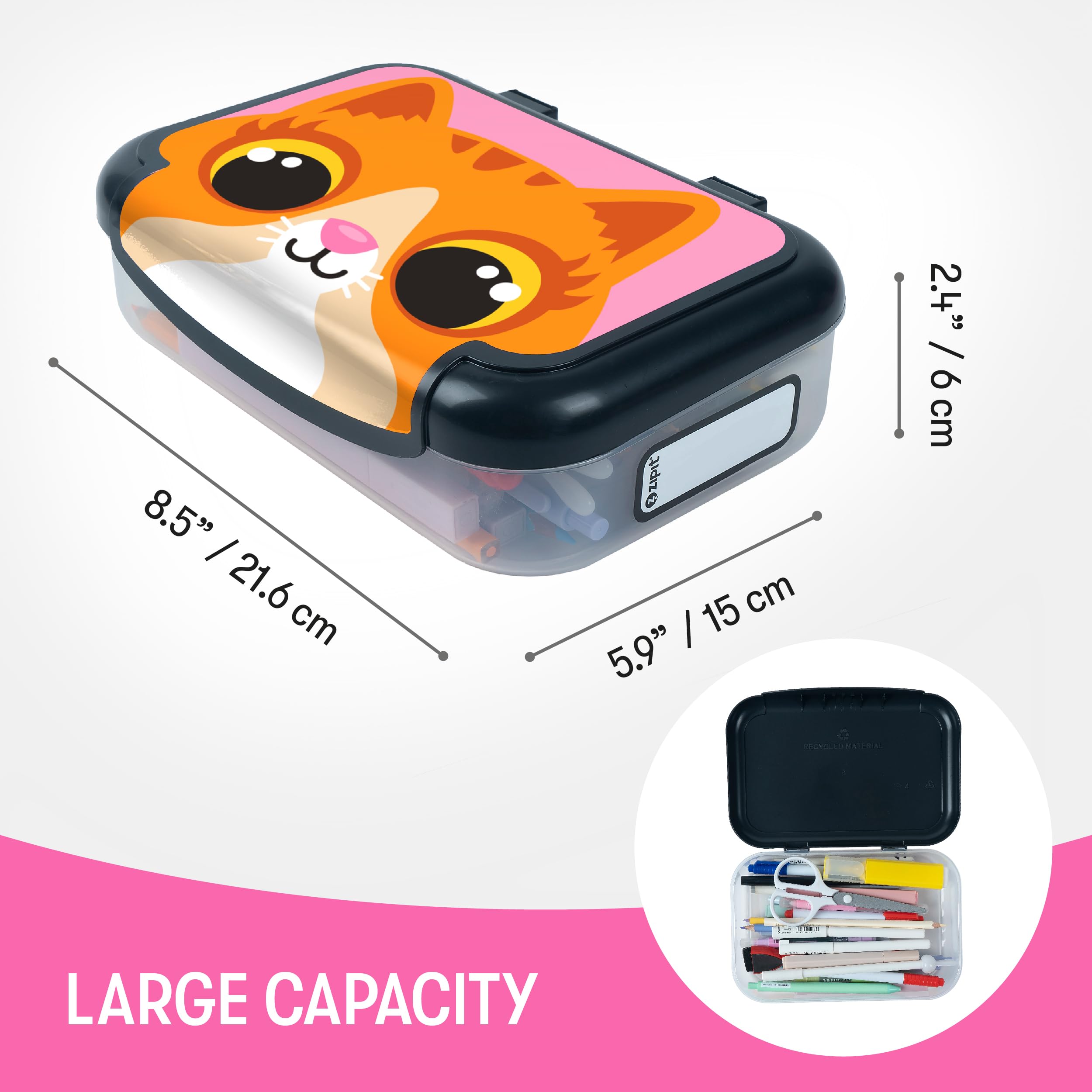 ZIPIT Recycled Plastic Pencil Box for Kids | Pencil Case for School | Large Capacity Pencil Box for Girls and Boys