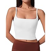 AugIris Womens Scoop Neck Longline Sports Bra U Back Adjustable Strap Double Lined Workout Crop Tank Top with Built in Pads