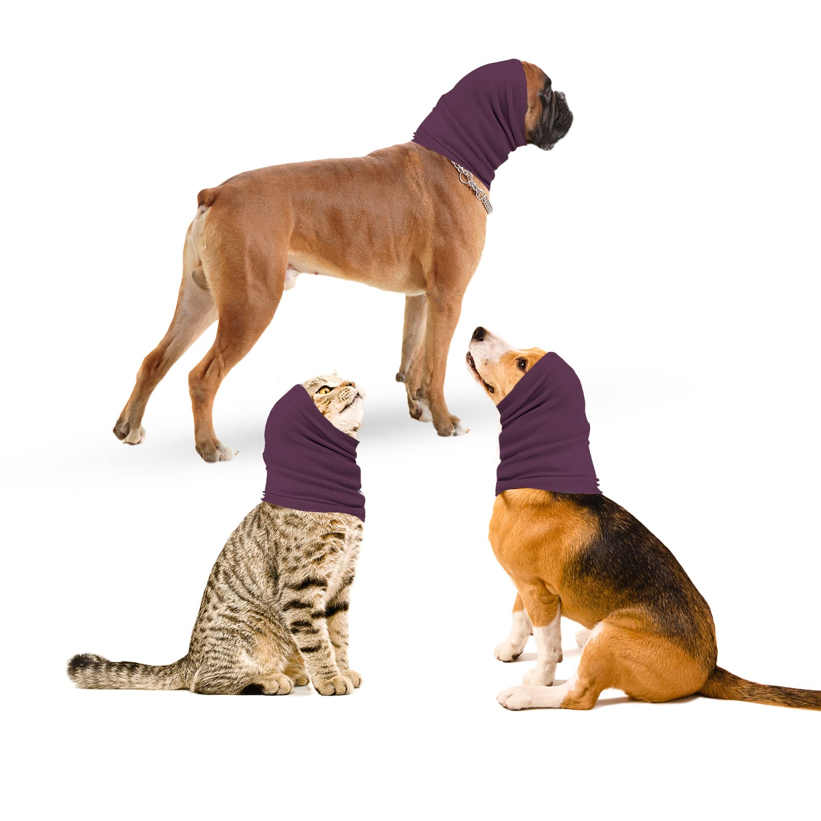 oUUoNNo Dog Snood for Neck and Ear Warmth, Calming Pet Snood Ear Covers for Anxiety Relief and Grooming, Muffs for Dogs and Cats (Small, Purple) โ image 1