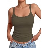 GKBK Women's Ribbed Tank Top Spaghetti Strap Basic Camisole for Going Out Workout Gym