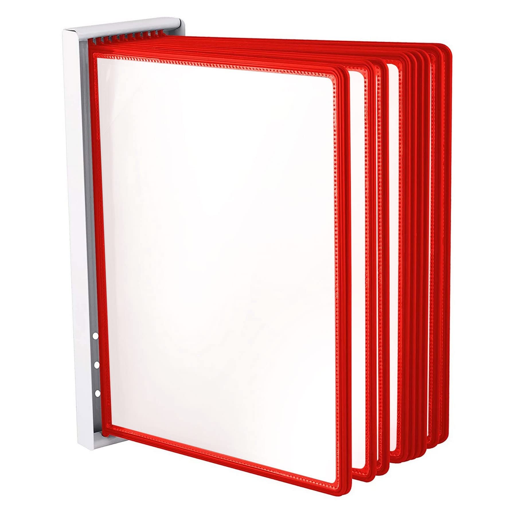 LEVIATAN | Wall Display Board System | Wall Lectern | Document Organiser | Consultation and Presentation Documents | Plastic Case for Papers | Includes 10 Display Panels | Size: A4 | Colour: Red