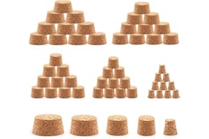 COSITINA 50PCS Wooden Tapered Cork Plugs Wine Bottle Corks Beverage Beer Glass Bottle Stoppers Replacement Assorted Corks for Bar Home Restaurant Wine Beer Bottle DIY Crafts - 5 Sizes