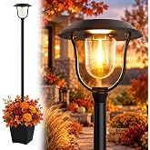 Icerona 75" Solar Outdoor Light Waterproof, Aluminum 100 Lumens Solar Lamp Post Light with Planter, Auto On/Off Long-Lasting Warm White Outdoor Post Lamp for Garden, Backyard, Patio, Driveway Decor