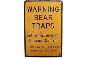 Sign Outdoor Warning Sign Bear Trap Wall Sign Outdoor Hunting Lodge Decorative Signs and Plaques for Indoor and Outdoors Meta