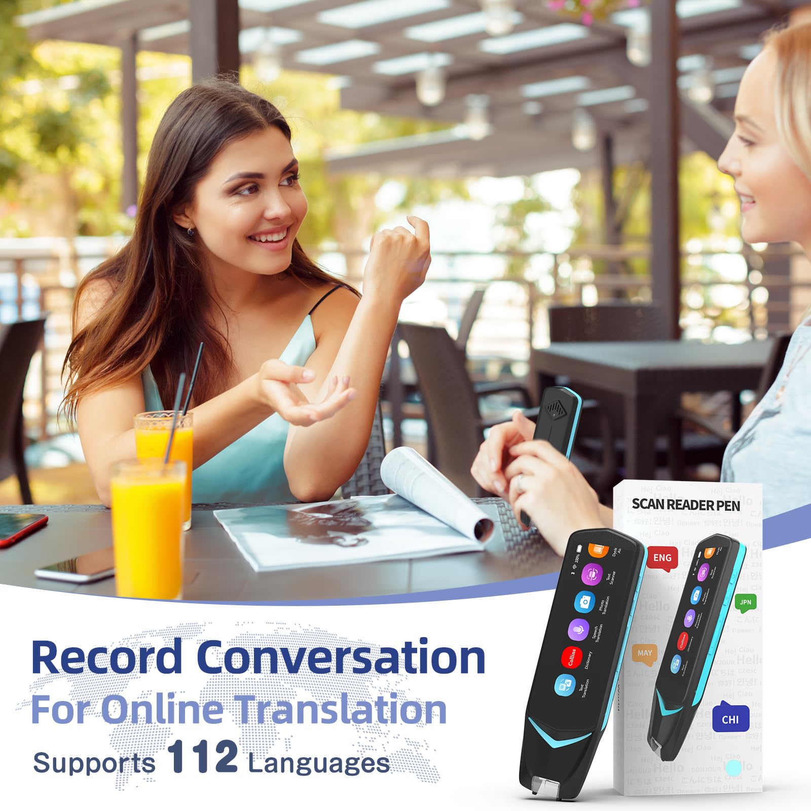 NEWYES Scan Reader Pen 4 [Collins Dictionary Built-in],Pen Scanner Text to Speech Device,16 GB Translation Pen Reading Pen Photo Translation Dictionay Pen for Students Adults (Scan Reader Pen 4 Pro)