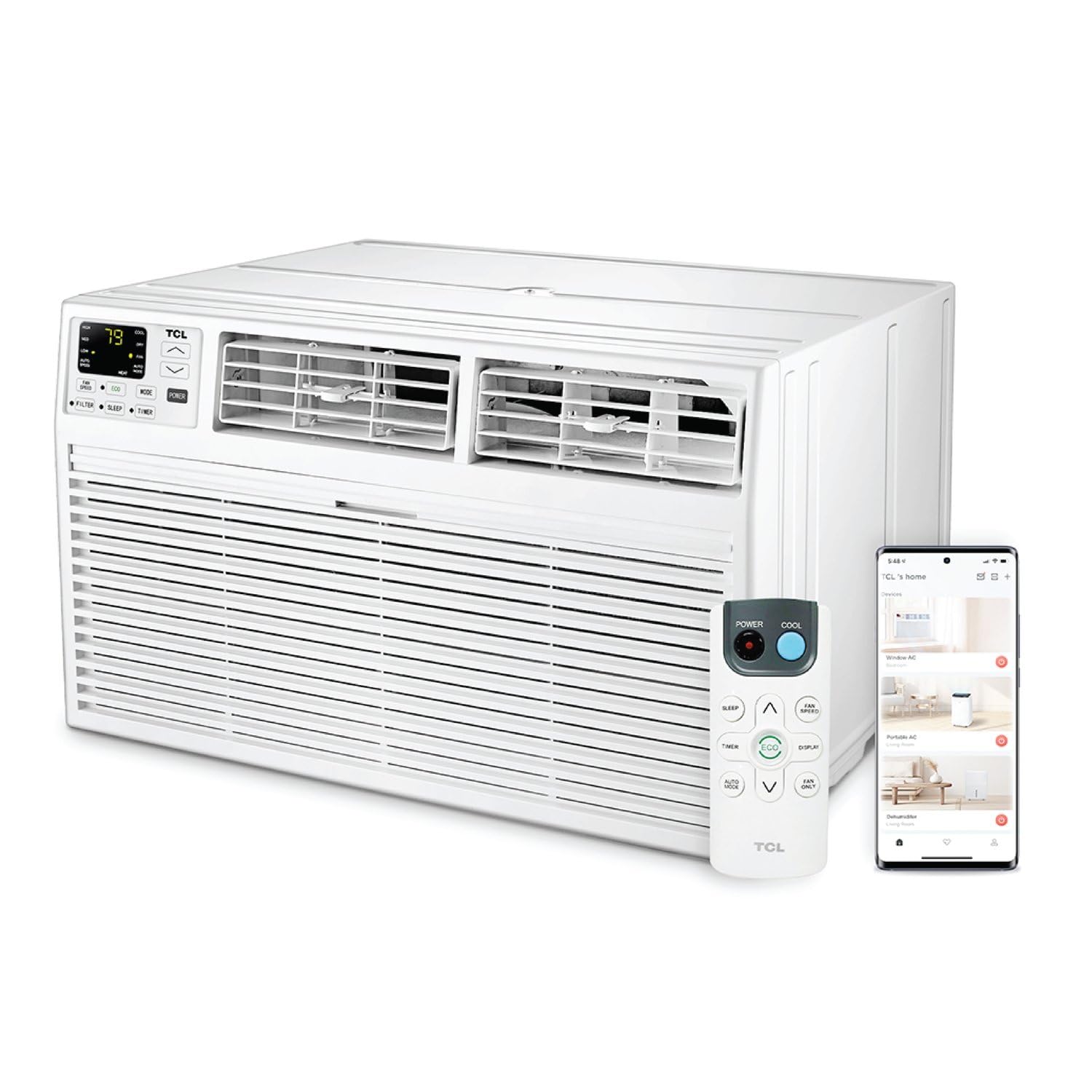Photo 1 of TCL 10000 BTU Smart Through-the-Wall Air Conditioner, Quiet Energy Efficient Wall Mounted AC, Fan & Dehumidifier for Rooms Up To 450 Sq. Ft., 230V, Remote Control, Works with Alexa/Google Assistant