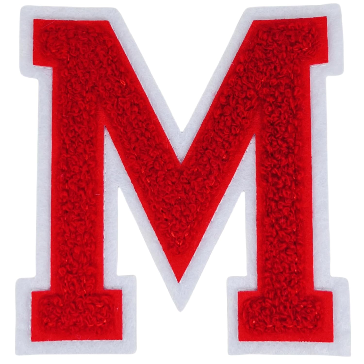 Photo 1 of 1 PCS 4.0" Red Chenille Letter Patch, Iron on Patches for Hats Clothes Bags Backpacks Jeans, Initial Patches Large Varsity Letter. (Letter M)