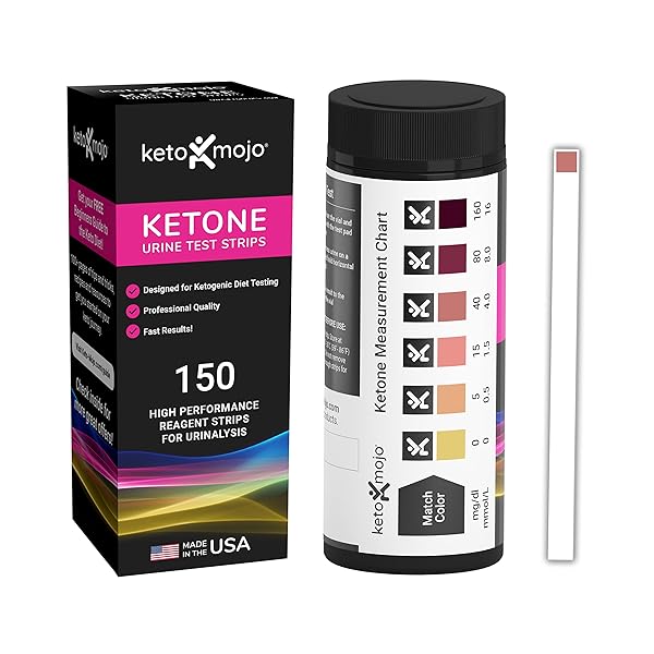 150 KETONE TEST STRIPS WITH FREE KETO GUIDE EBOOK & FREE APP. URINE TEST FOR KETOSIS ON KETOGENIC & LOW-CARB DIETS. EXTRA-LONG STRIPS.