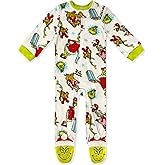 Dr. Seuss The Grinch Baby Pajamas Onesie - Zip-Up Sleeper Soft Sleep and Play Outfit - Newborn Girls & Baby Boy's Pajamas