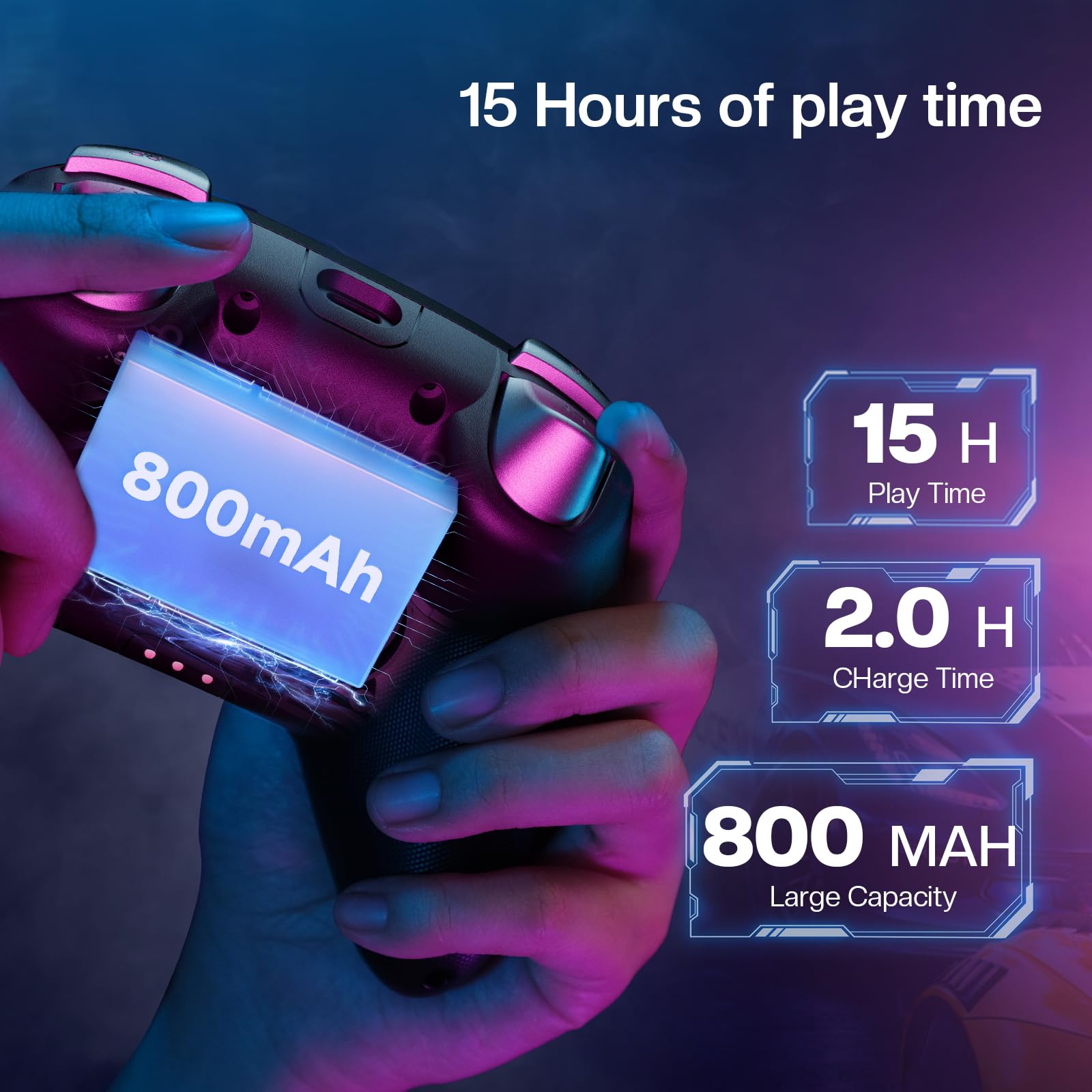 ECHTPower PC Wireless Controller, 1000Hz Gaming-Controller mit RGB/Hall-Joystick/Turbo/Vibration/800mAh Wiederaufladbare Batterie, Wireless-Controller für PC/Switch 2/Switch/Steam (Ladestation) 7