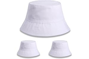 DASSNANE 3 PCS White Sublimation Blank Bucket Hat Bulk Double Sided Wearable Men and Women