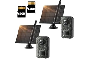 FBYEG Trail Camera 2 Pack, 2k HD Live Cellular Trail Cameras, Built-In Sim Card,With 64g Memory Card,Game Camera Solar Powered, PIR Motion Activated 0.1s Trigger Time, IP66 Waterproof , with Night Vision