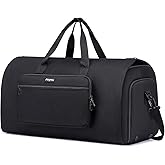 Convertible Duffle Bags for Men, Garment Bag for Travel, Carry on Garment Duffel Bag with Shoe Compartment, 2 in 1 Hanging Dress Suitcase Suit Travel Bags, Black