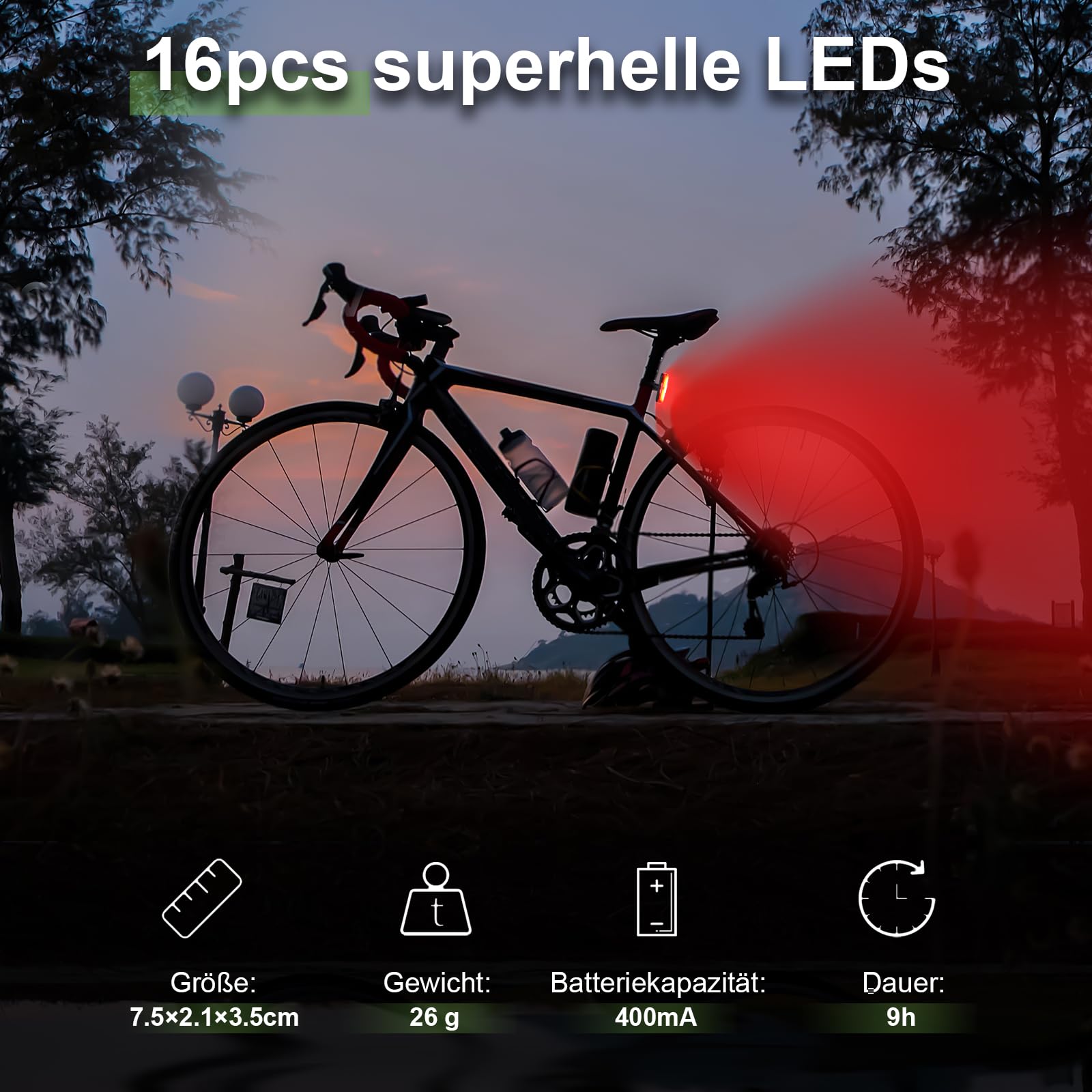 toptrek Rücklicht Fahrrad Sichtweite 200 Metern | Bike Rear Light Led StVZO Zugelassenes | Fahrrad Rücklicht USB-C Aufladbar Batterie | Fahrradlicht Hinten IPX5 Wasserdicht für Rennrad, MTB, E-Bike 3