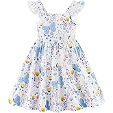 NUBEEHOHO Little Girls Summer Dress - Flutter Sleeve Swing Tiered Sundress Toddler Smocked Dresses Kids Casual Outfits 2T-7T