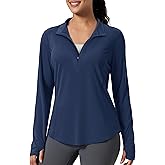 MAGCOMSEN Women's Long Sleeve Shirts Sun Protection Half 1/2 Zip Pullover Rash Guard Quick Dry Hiking Golf Workout Tops