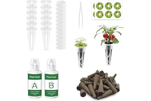 EVERECOO 51Pcs Hydroponic Pods Kit: Compatible with Aerogarden Hydroponics Growing System Kit, 12 Grow Baskets, 12 Pod Labels, 12 Grow Domes, 12 Grow Sponges, with 200ml Plant Food Nutrient,1 Tweezers
