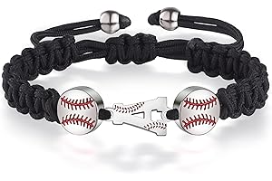 XOYOYZU Baseball Bracelets Gifts for Men Athletes Jersey Handmade Braided Adjustable Initial Letter Bracelets Personalized Gifts for Men