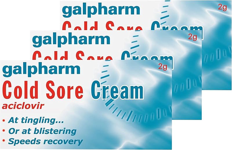 Galpharm Cold Sore Cream 2g - Pack of 3 for Lips & Face Treatment