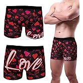 Evankin Men Valentines Boxer Briefs, Sexy Funny Novelty Heart Underwear, Comfort Breathable Soft Underpants Shorts