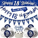 Yontree 18th Birthday Decorations Blue Silver Banner Cake Topper Sash