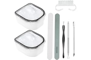 Yokilly Nail Soaking Bowl, 2 PCS Soak Off Gel Polish Remover Manicure Bowl, Acetone Nail Soak Off Bowl for Acrylic Nails Dip Powder Remover Kit with Cuticle Peeler and Cuticle Pusher (Black-8PCS Set)