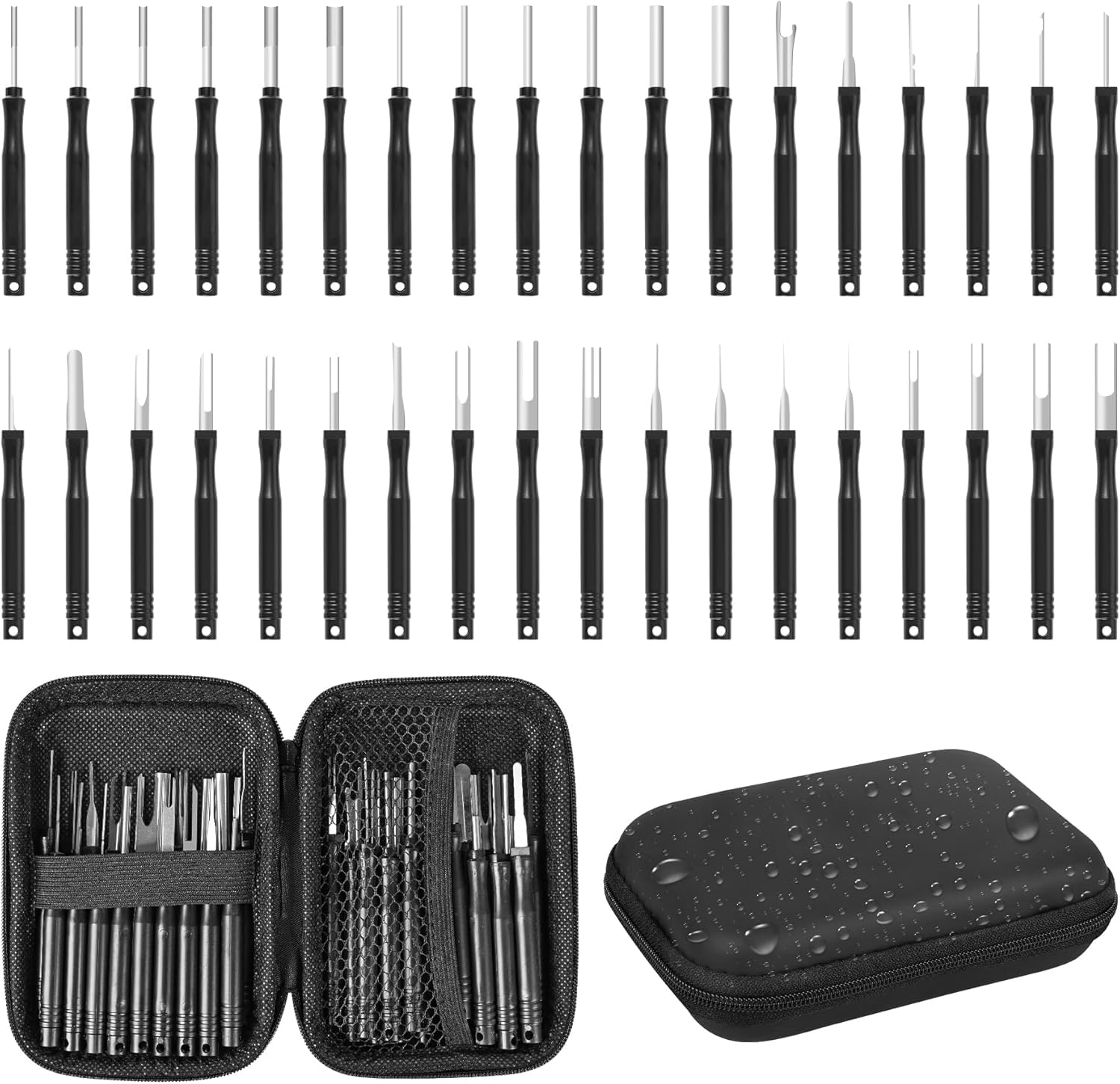 Photo 1 of Terminal Removal Tool Kit 36 Pcs Depinning Tool Electrical Connector Pin Removal Tool Kit Pin Extractor Tool Set Wire Terminal Release Tool for Automotive Car Household Devices - Black