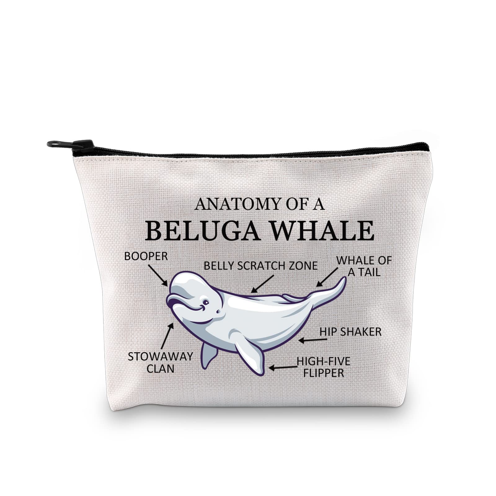 PYOUL Anatomy of A Beluga Whale Makeup Bag Beluga Whale Fan Cosmetic Bag Dolphin Lover Gift Sea Animal Gift (A Beluga Whale B)