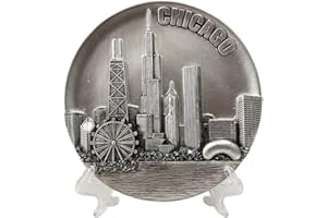GREAT CHICAGO GIFTS Chicago Souvenir Plate - Pewter-look - 6" - Skyline
