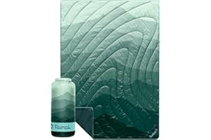 Rumpl Original Puffy Blanket - Warm, Water-Resistant Camping Blanket with 100% Recycled Synthetic Insulation, 52"x75", Original Puffy V2, Cascade Fade - Green