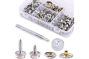 Stainless Steel Canvas Snap Kit, 25 Sets Canvas Snap Button Kit of Marine Grade Canvas, Car Covers, Fixtures with Screw Snap 